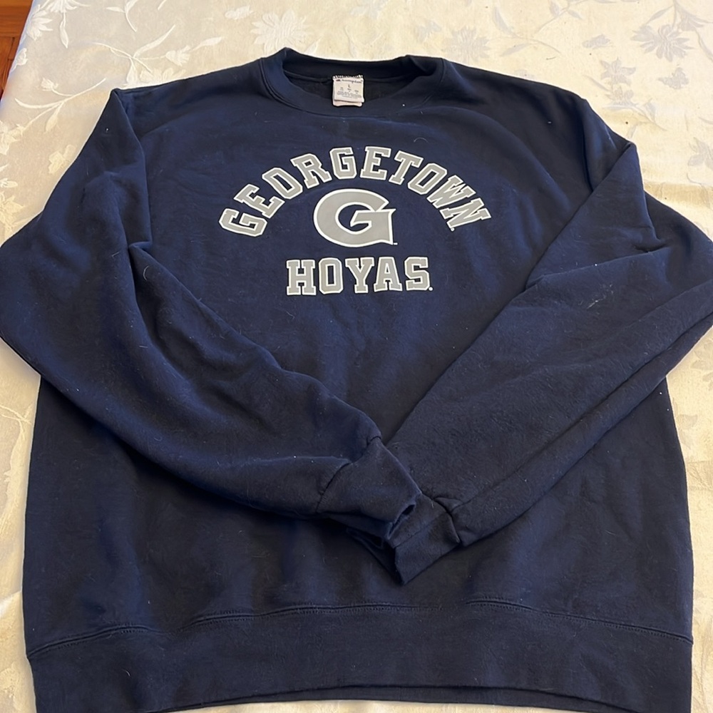 Georgetown University “Georgetown Hoyas” Navy Blue Champion Crewneck View 2